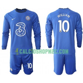 Chelsea Willian 10 Bambino Maglia Prima 2020/2021 Manica Lunga (+ Pantaloncini)